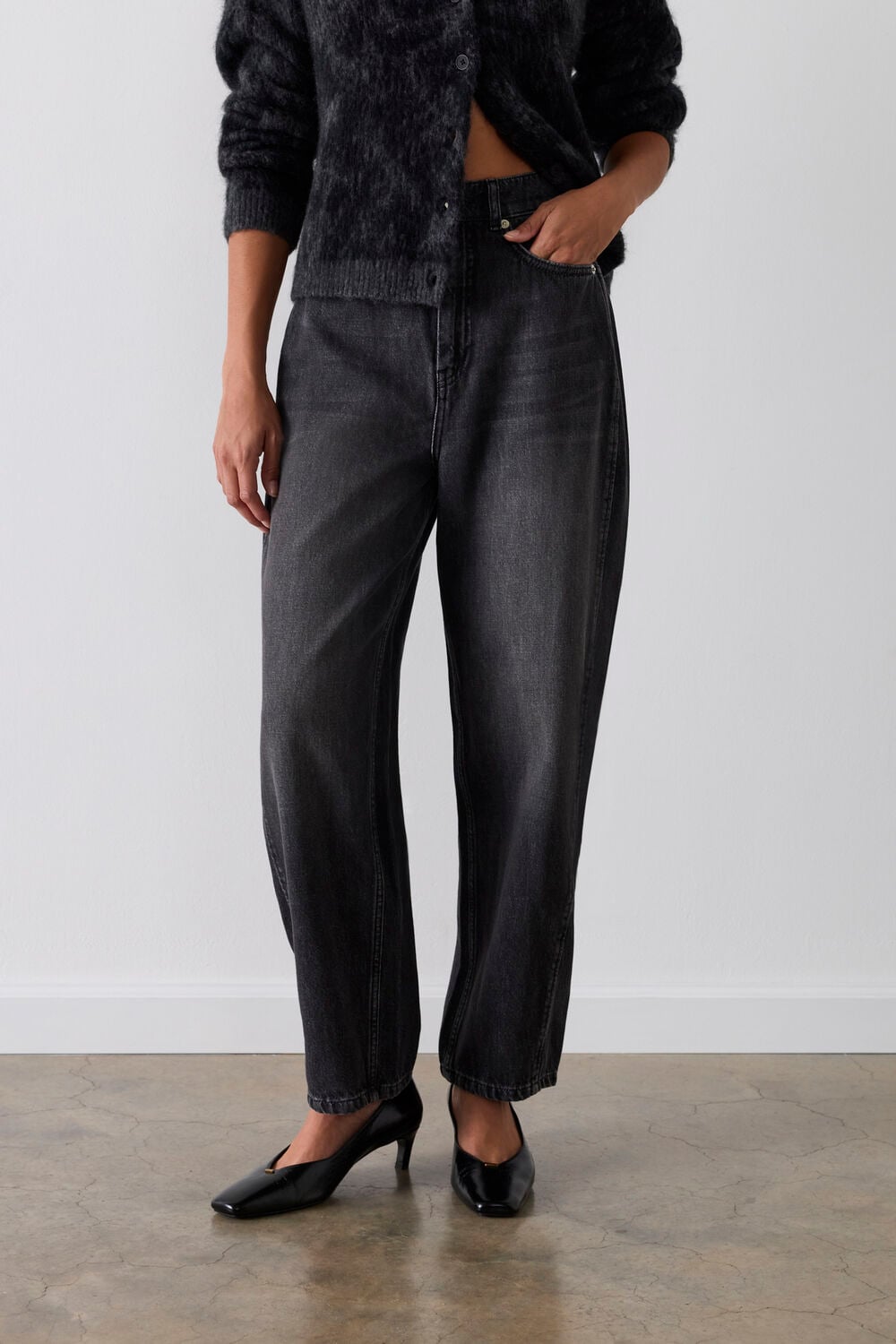 Grey Authentic Barrel Leg Jean