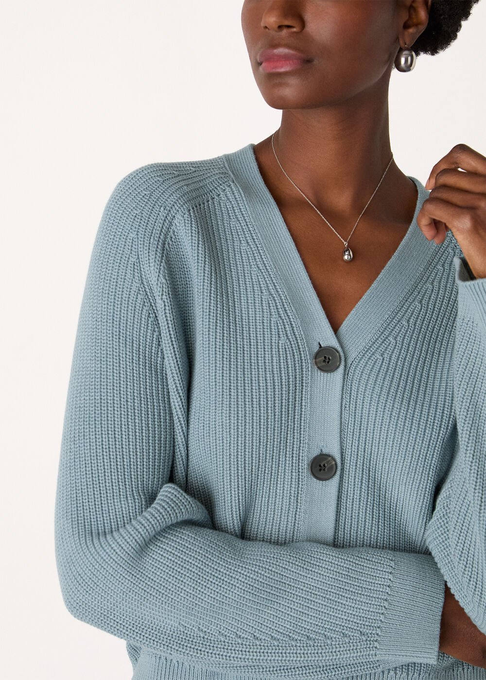 V Neck Cotton Cardigan