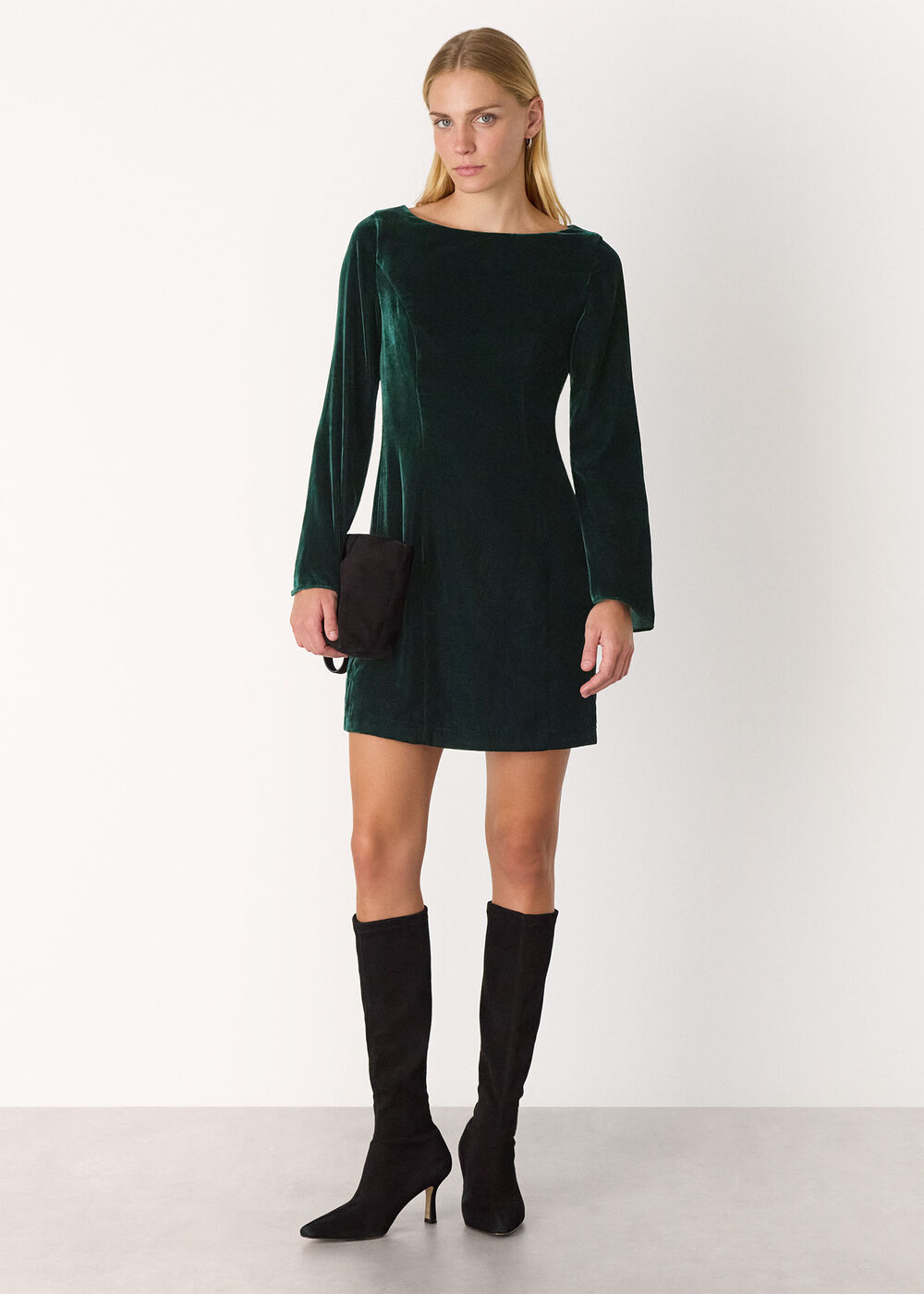 Velvet Flare Sleeve Dress