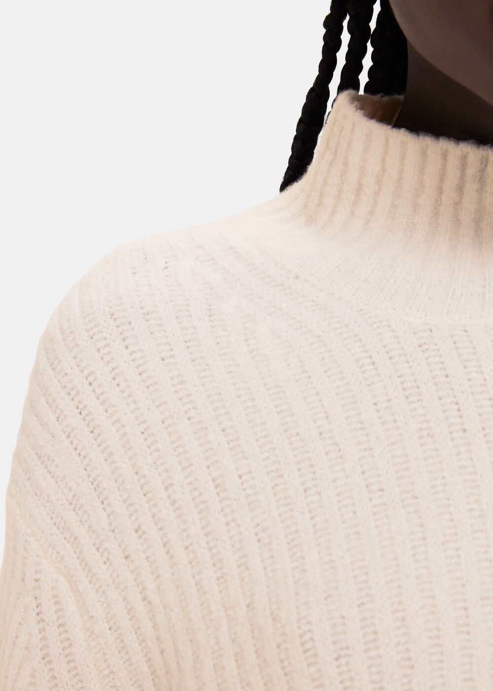 Wool Mix Rib Funnel Neck
