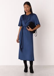 Petite Satin Twist Waist Midi Dress