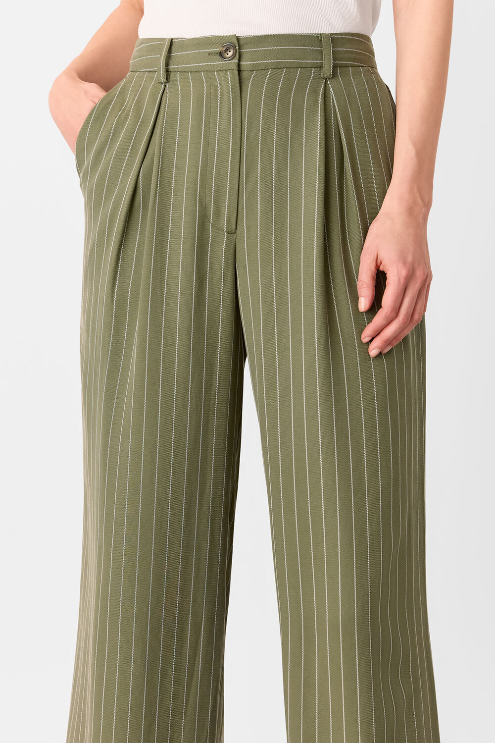 Khaki Lottie Pinstripe Trouser