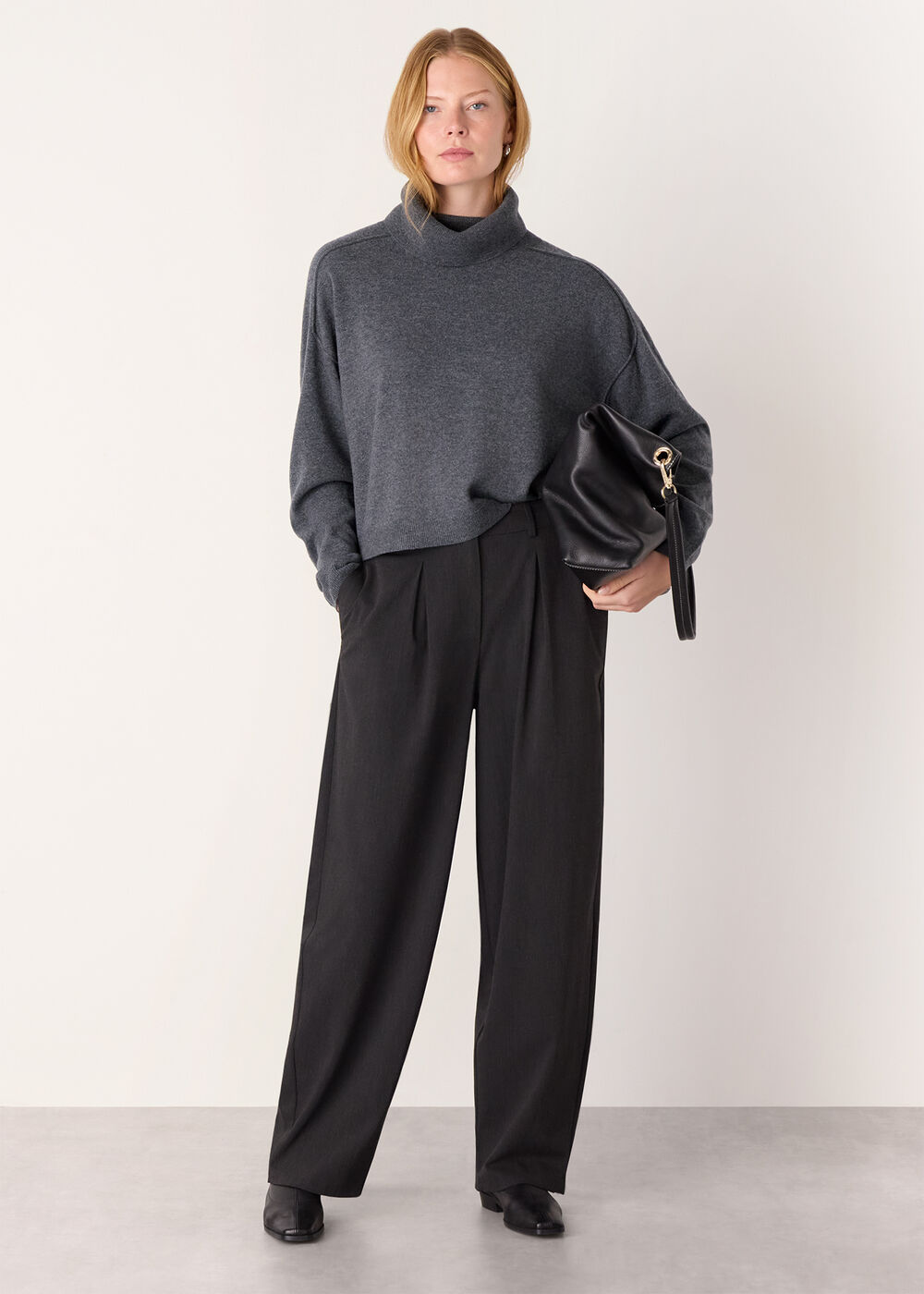 Wool Cowl Neck Knit Jumper