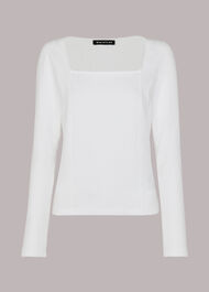 Square Neck Long Sleeve Rib