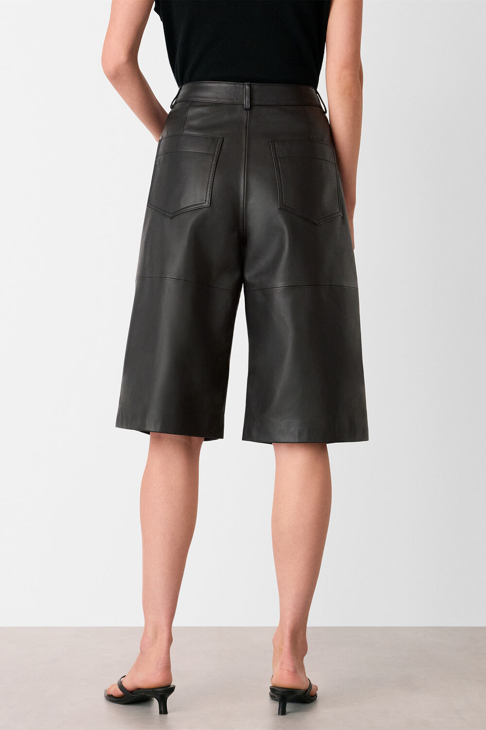 Black Leather Knee Short