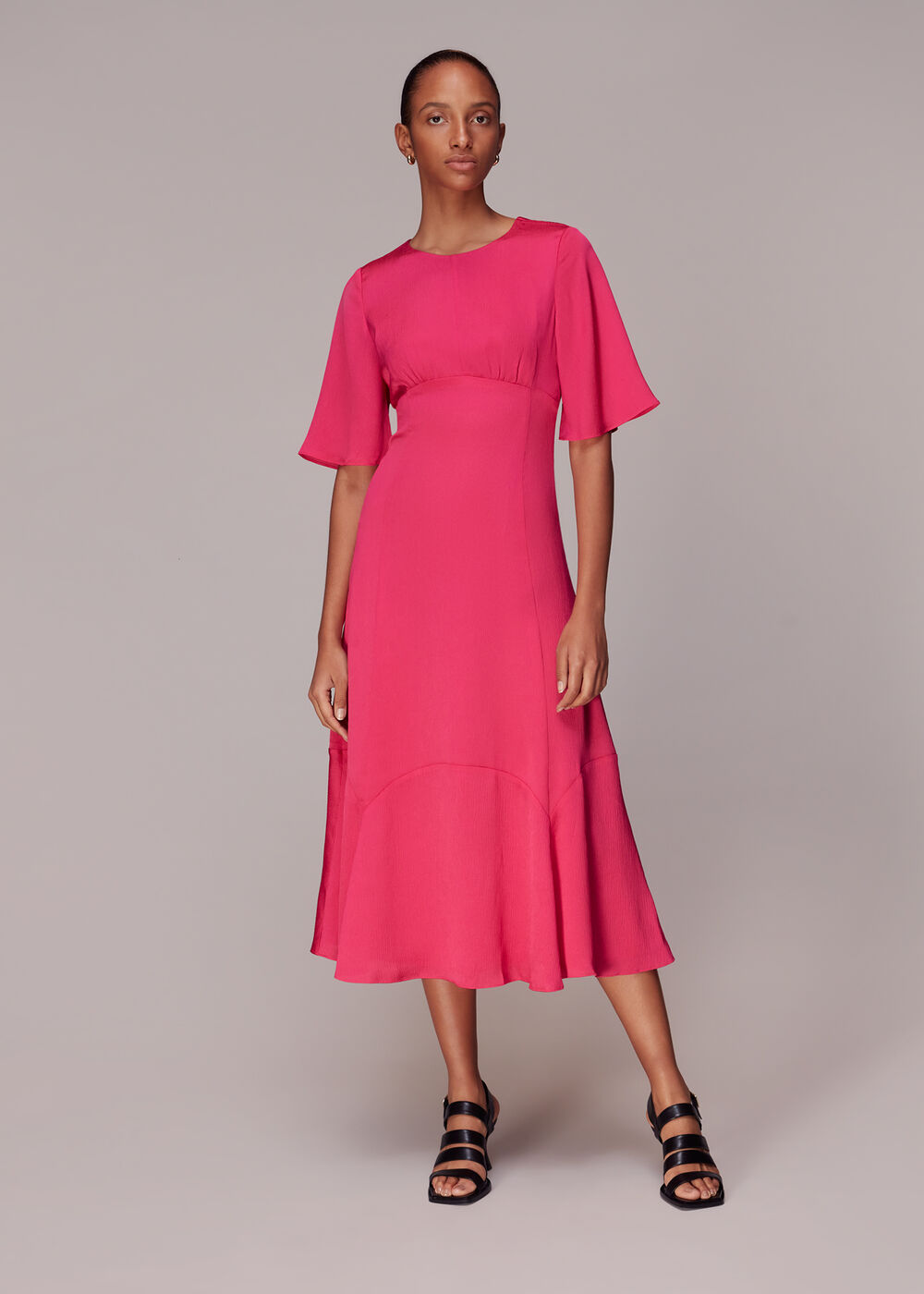 Whistles Alana Satin Cut Out Dress Pink Size 8