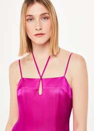 Cut Out Silk Mix Midi Dress