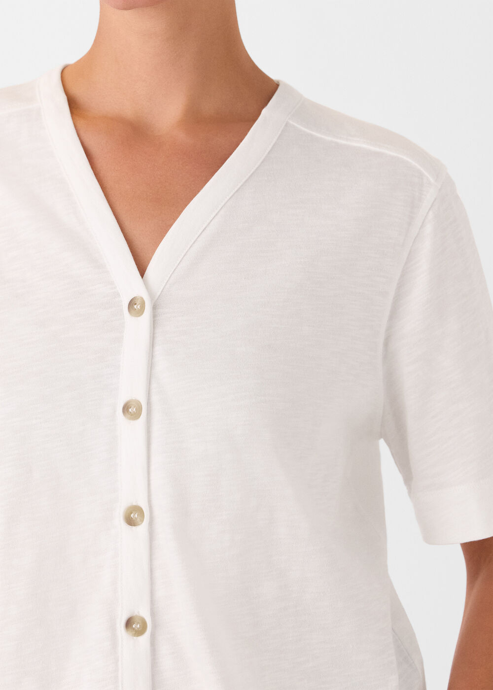 Ella V Neck Button Through Tee