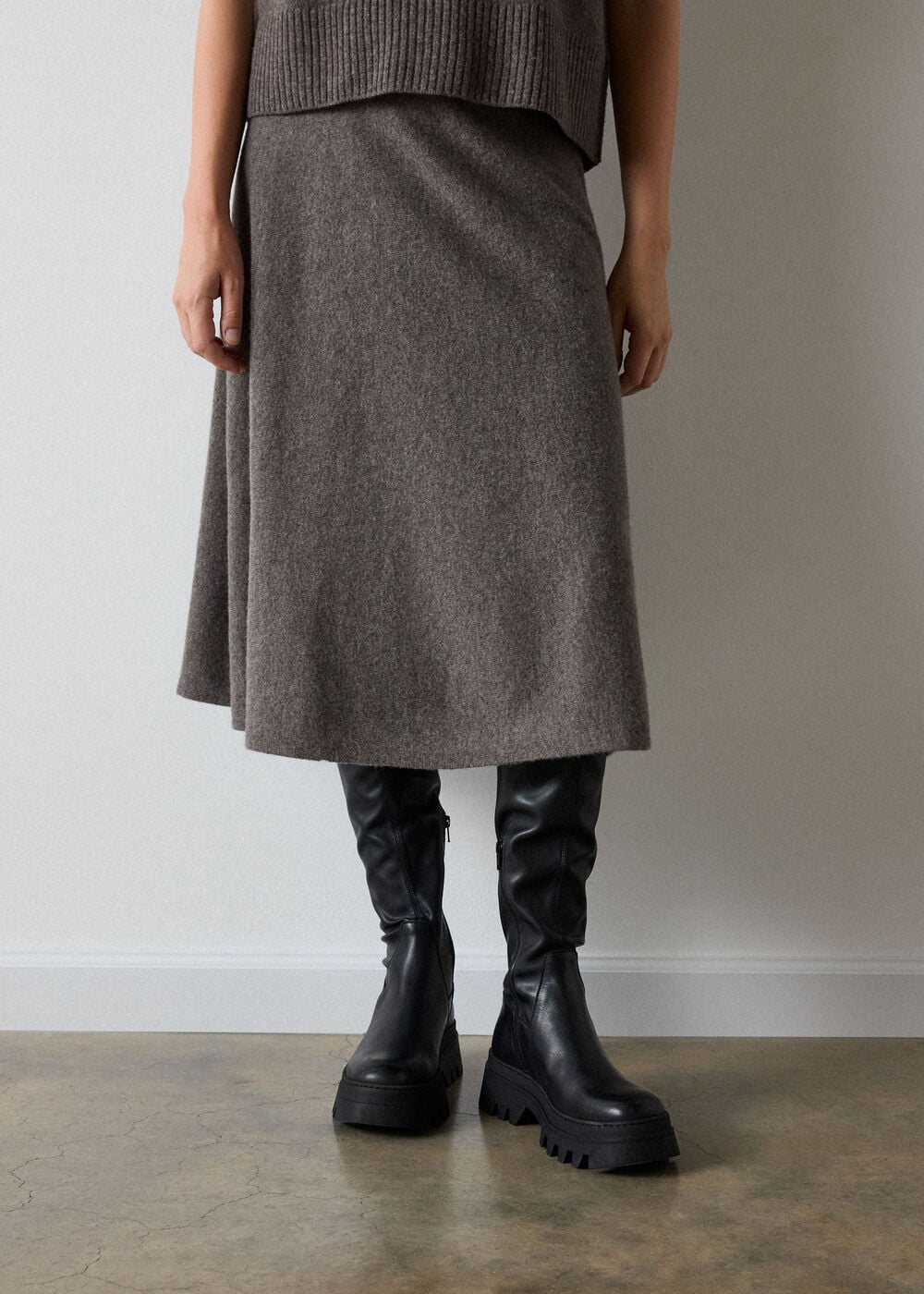 Wool Knitted Midi Skirt
