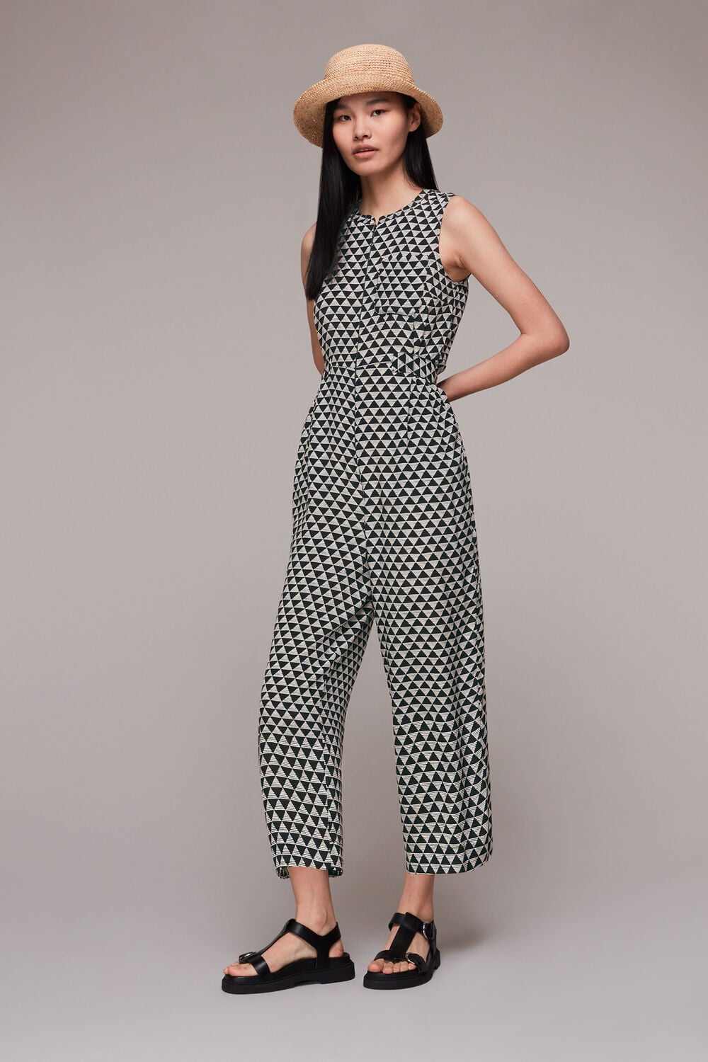 Black Triangle Checkerboard Jumpsuit