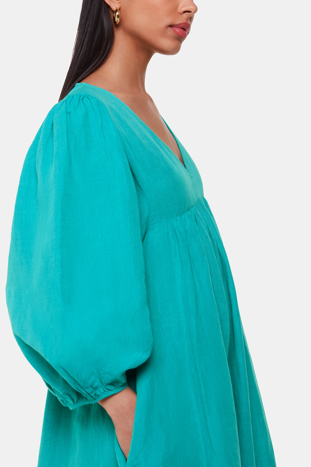 Turquoise Gloria Linen Blend Dress