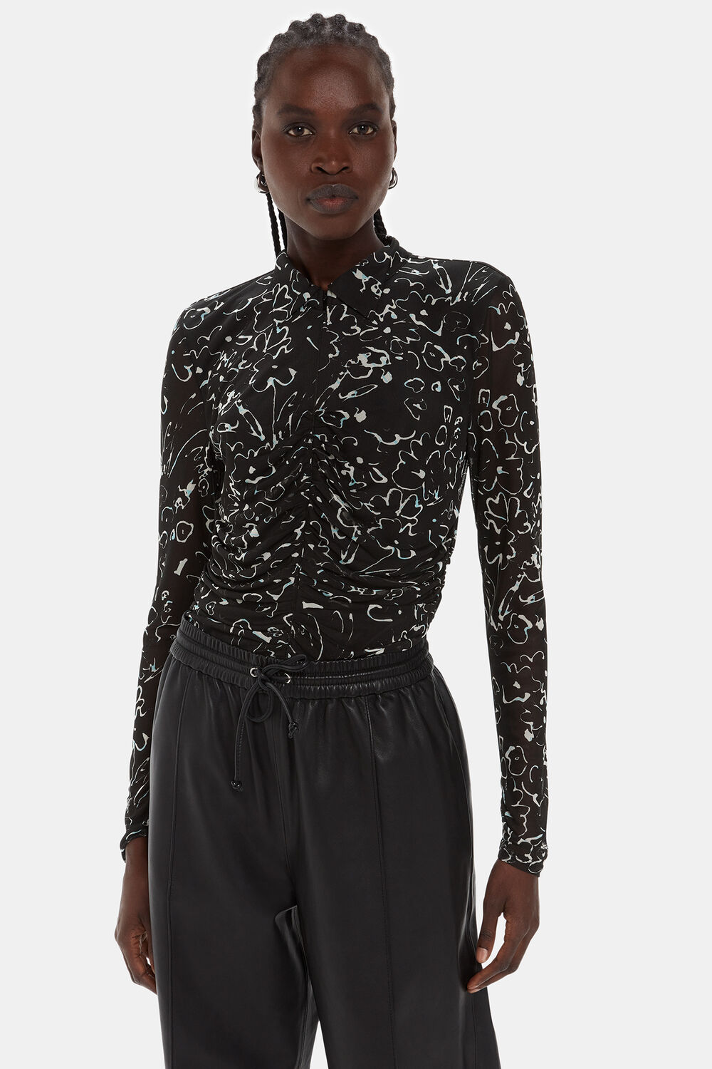 Scribble Bouquet Ruched Top