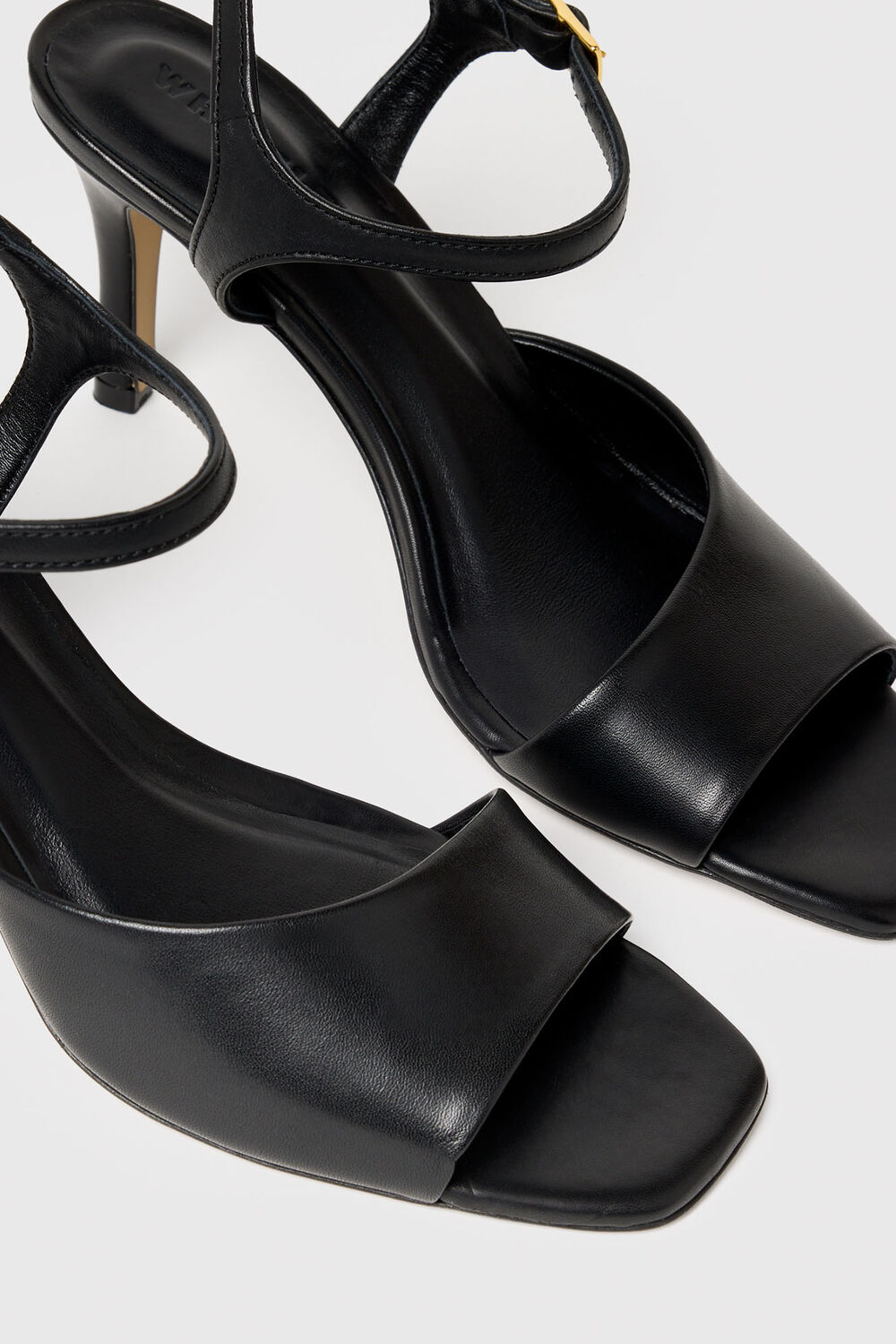 Black Asymmetric High Heeled Sandal