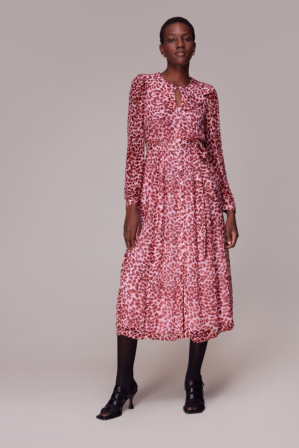 Pink Abstract Cheetah Midi Dress