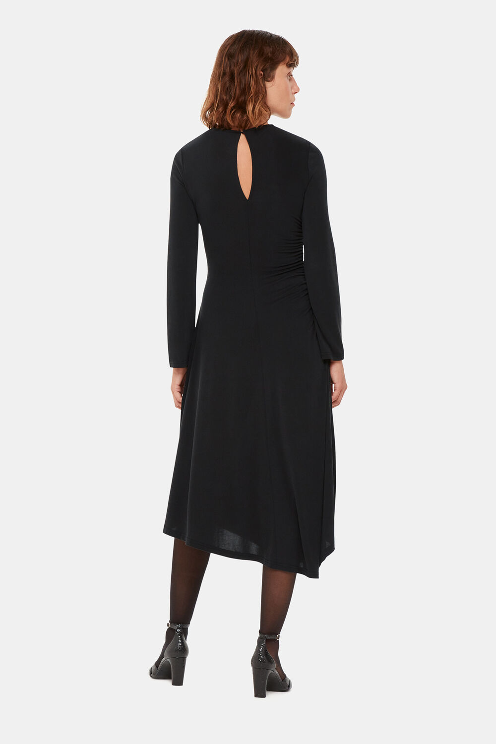 Asymmetric Jersey Midi Dress