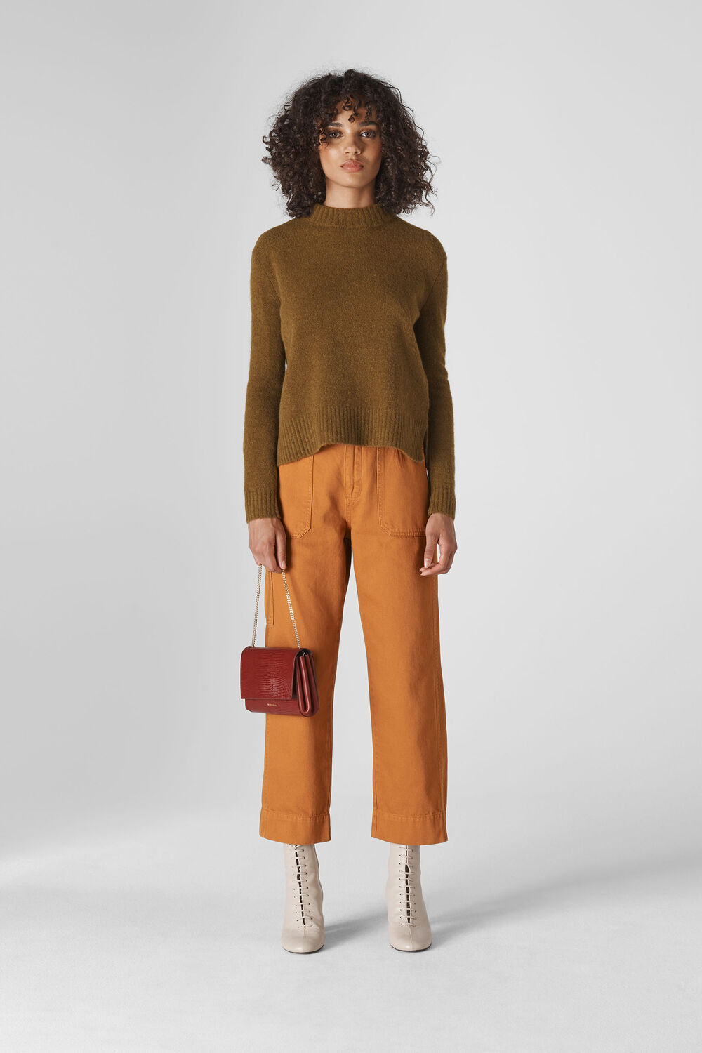 Ribbed Neck Knit Olive