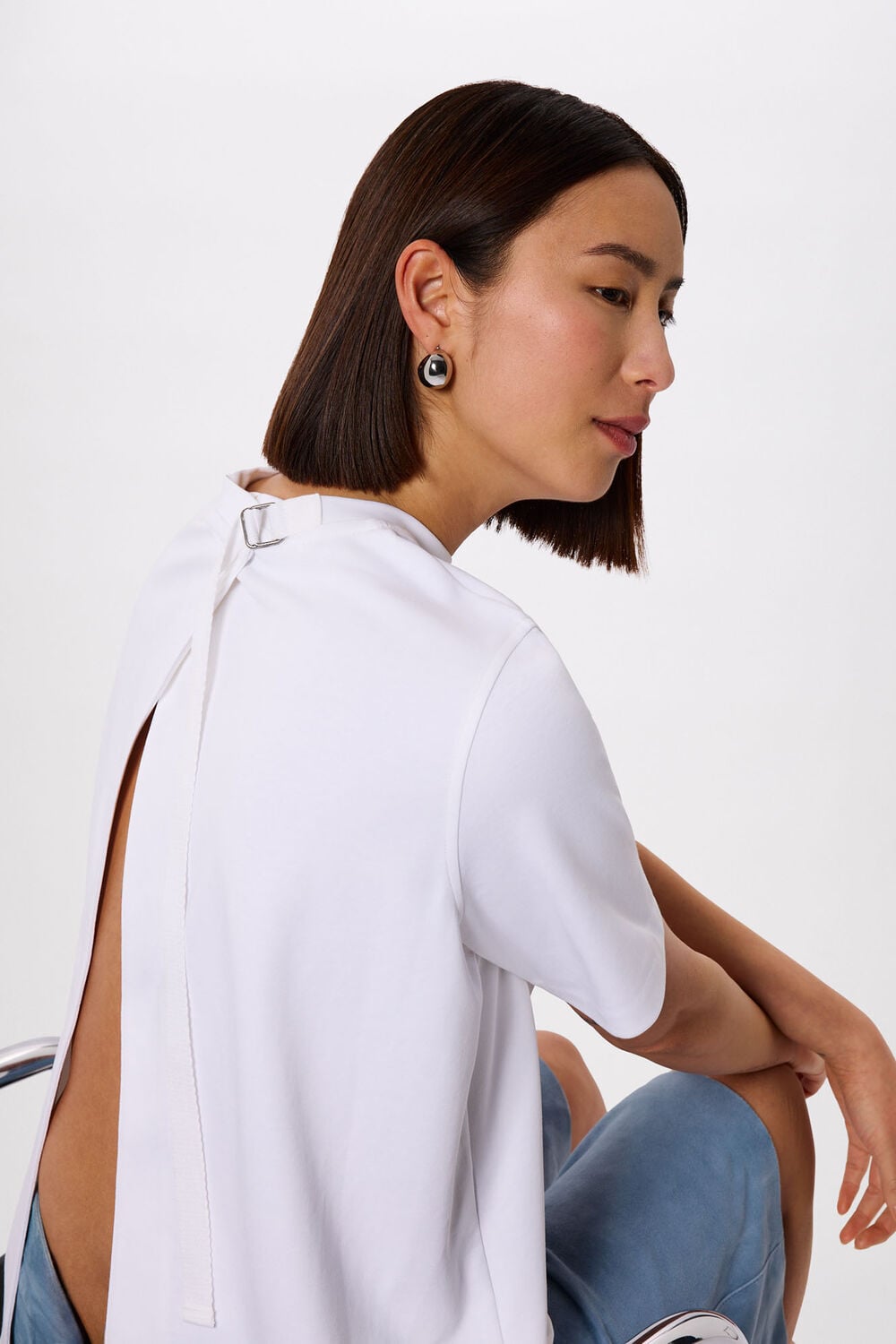 White Cotton Buckle Tee