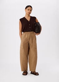 Petite Utility Cotton Barrel Trouser