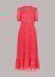 Shirred Checkerboard Dress