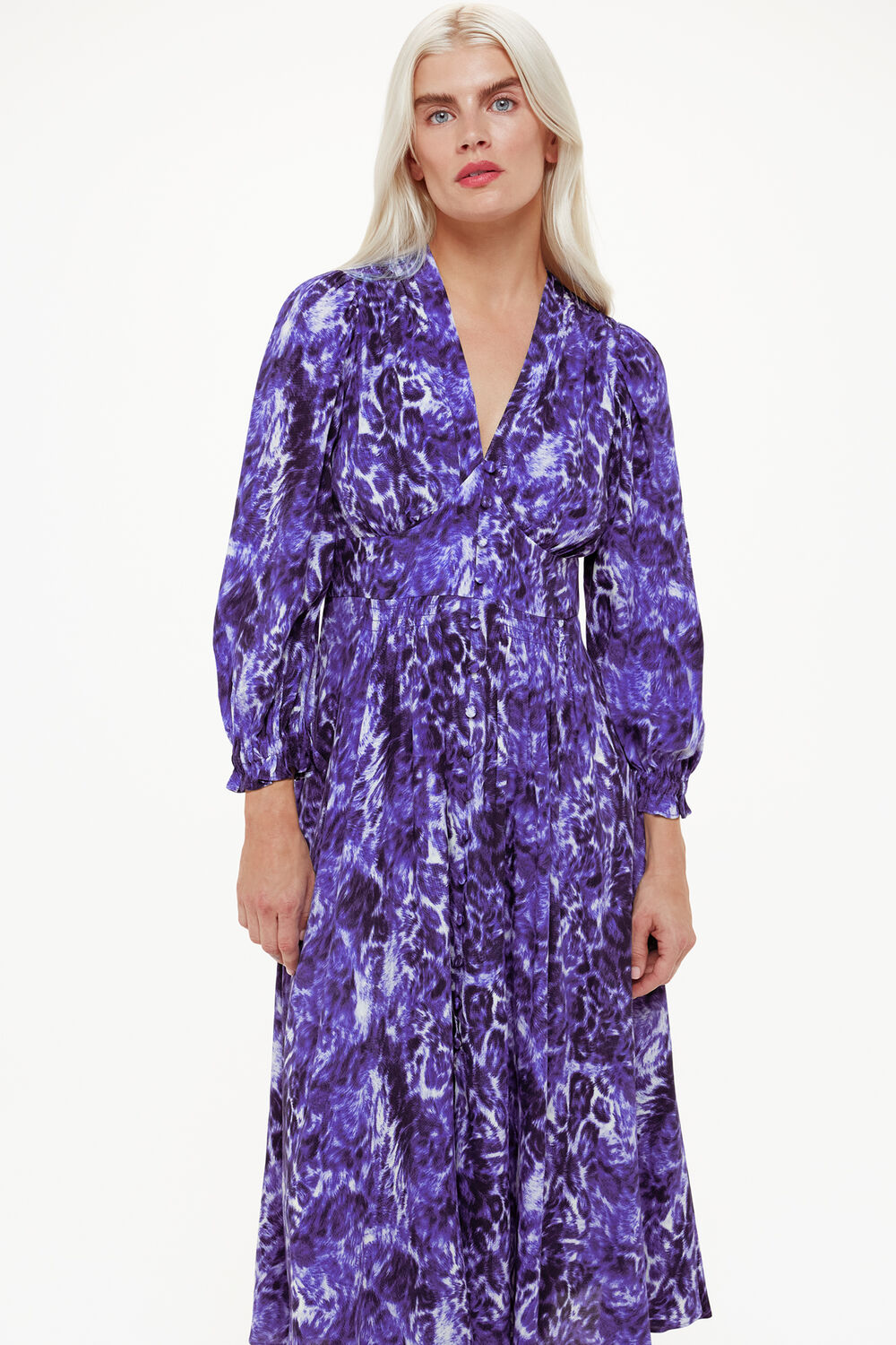 Petite Glossy Leopard Midi Dress
