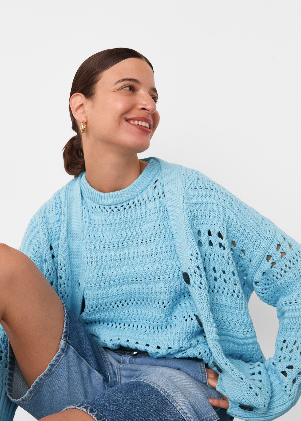 Cotton Pointelle Cardigan