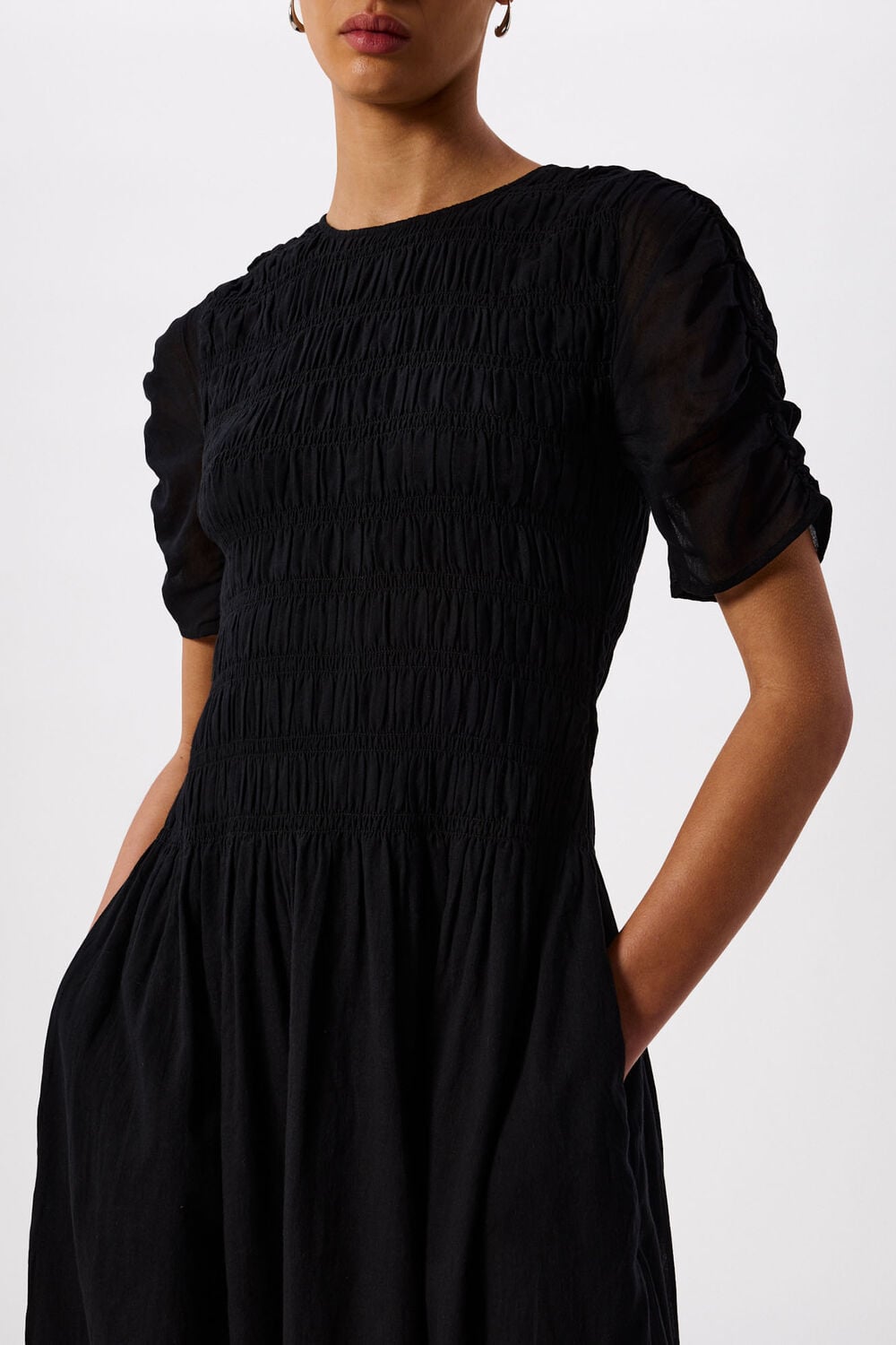 Black Avery Smocked Dress