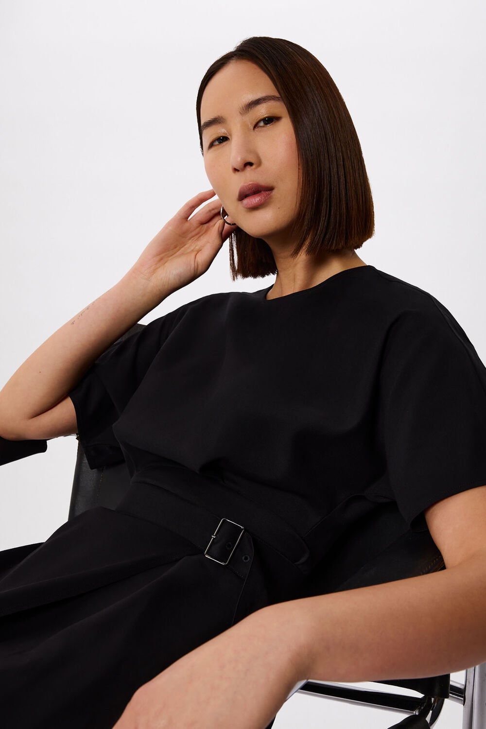 Black Asymmetric Open Back Dress