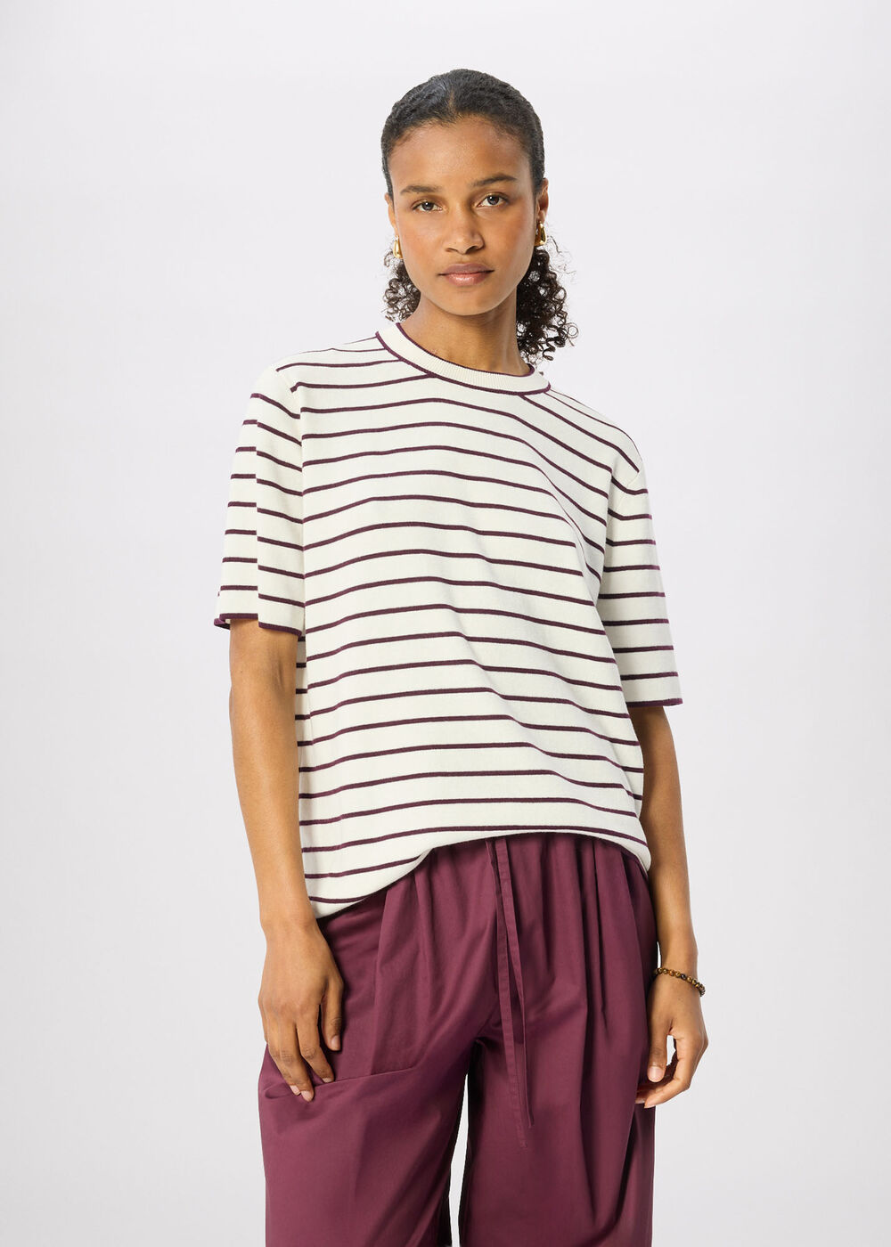Fine Knit Stripe T-Shirt