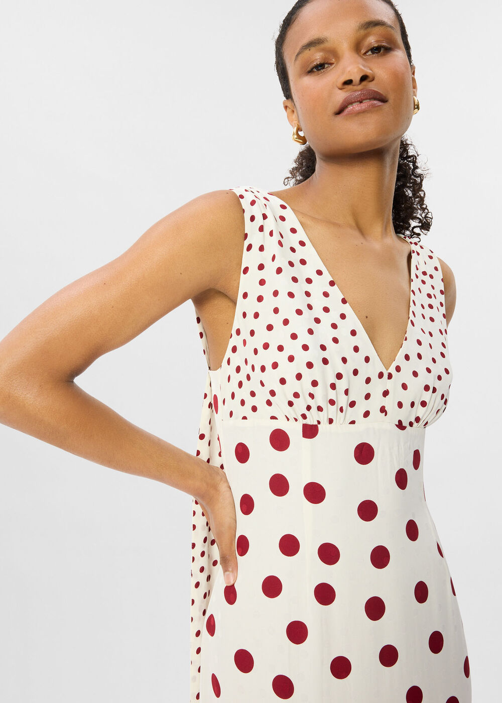 Jacquard Spot Scarf Back Dress