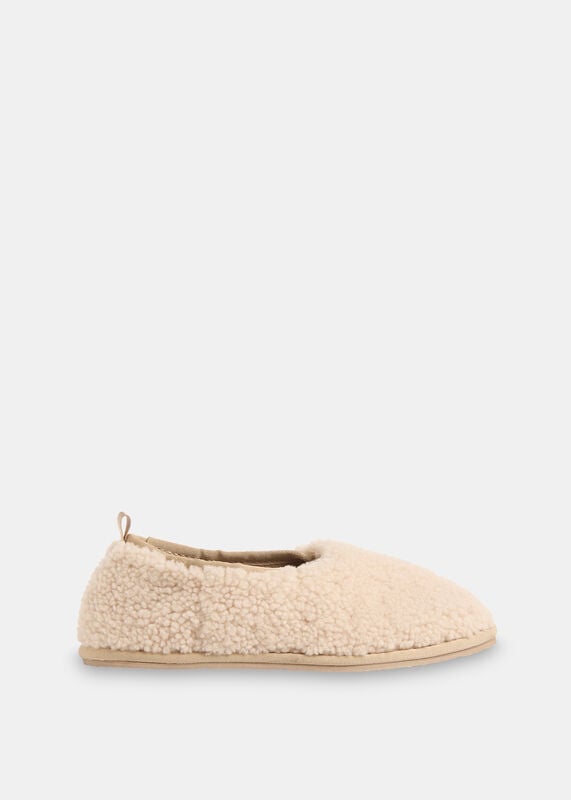 Neutral Shearling Ballet Slipper