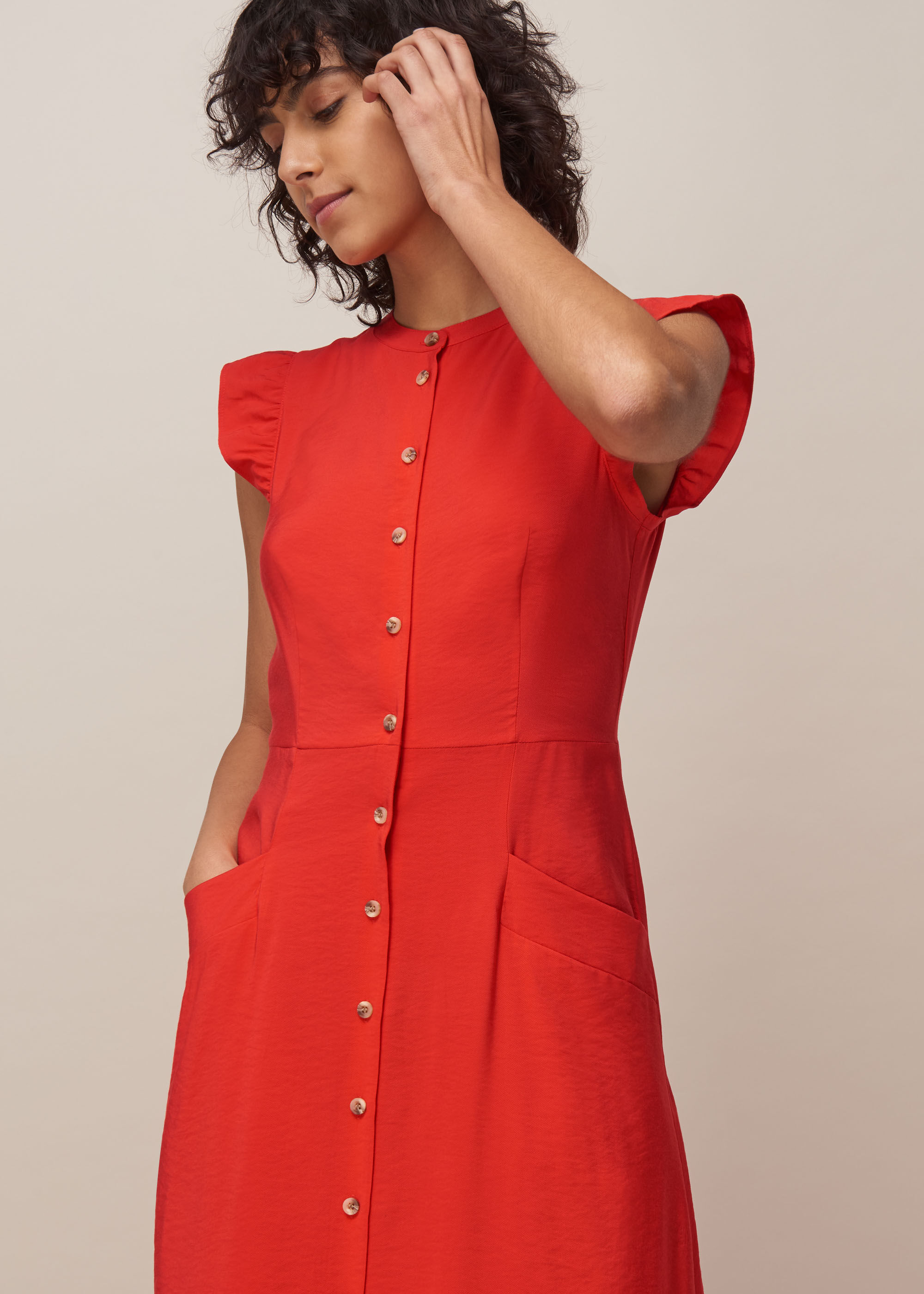 Whistles check button through dress hot sale