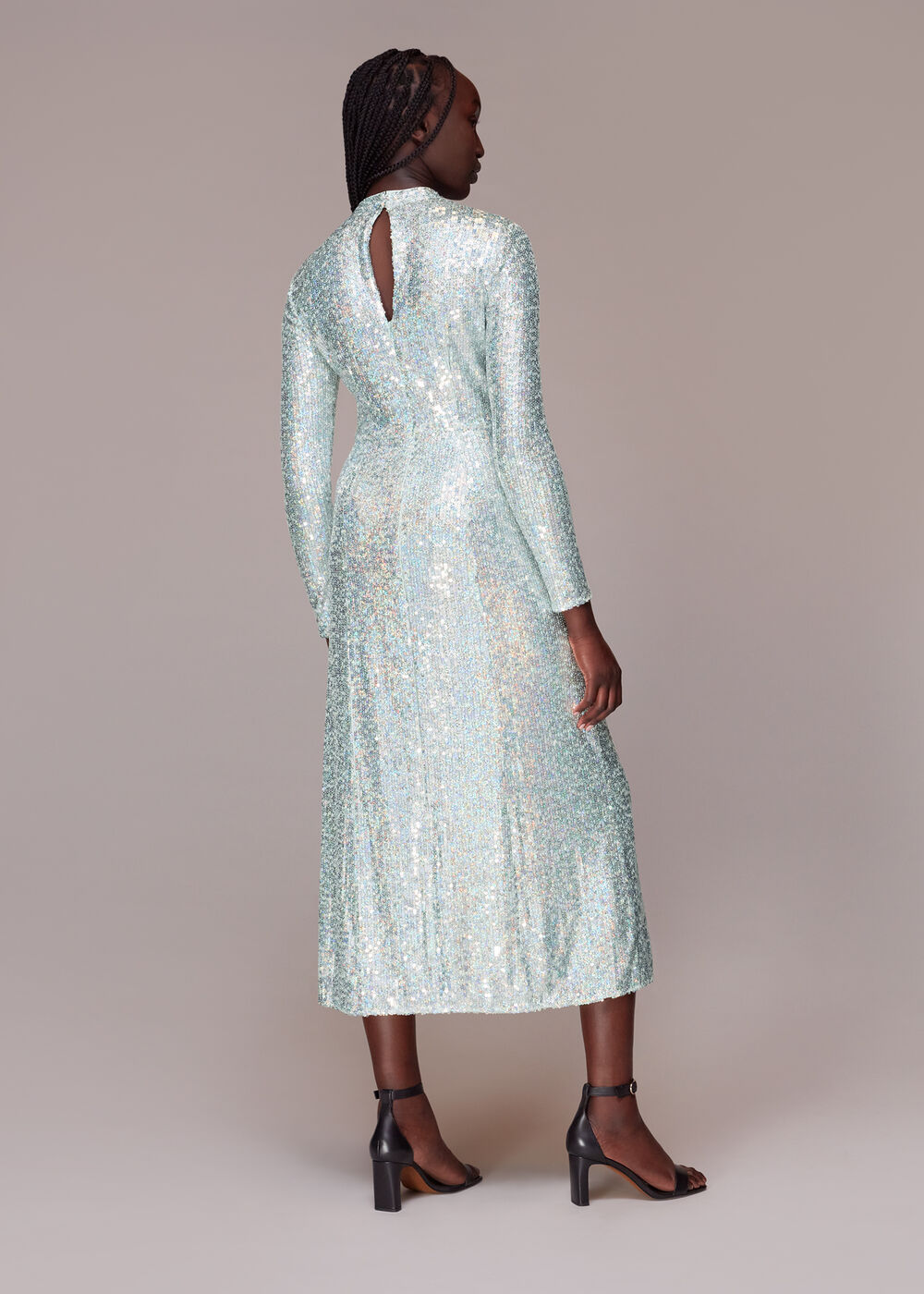 grey sequin midi dress sequin midi dress Flutter Sleeve Sequin Midi Dress