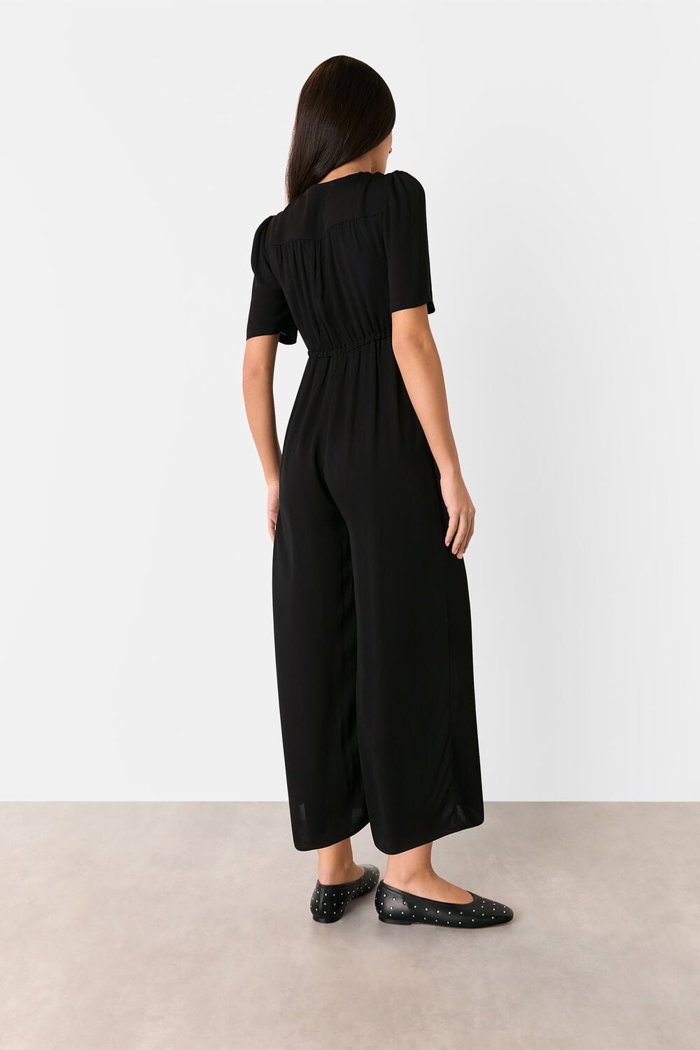 Short Sleeve Tie Jumpsuit