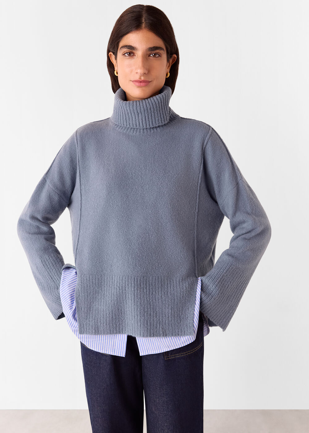 Wool Mix Roll Neck Knit