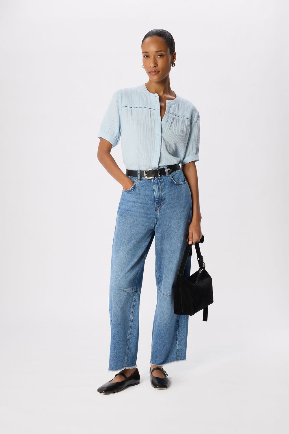 Textured Cotton Frill Top