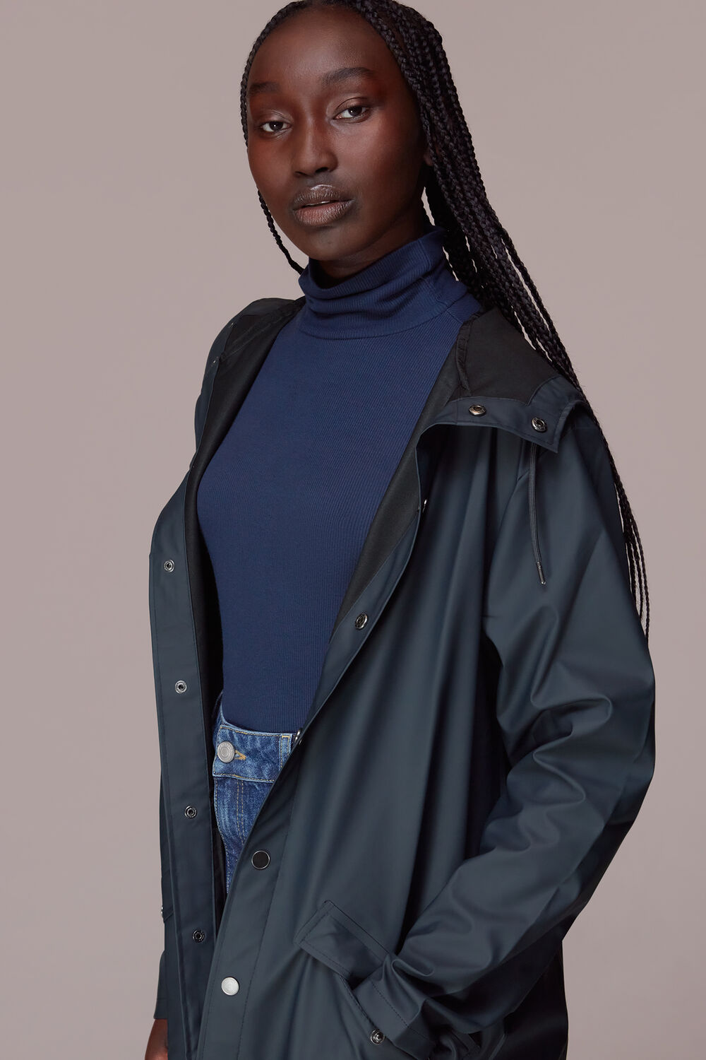 Navy Rains Long Jacket