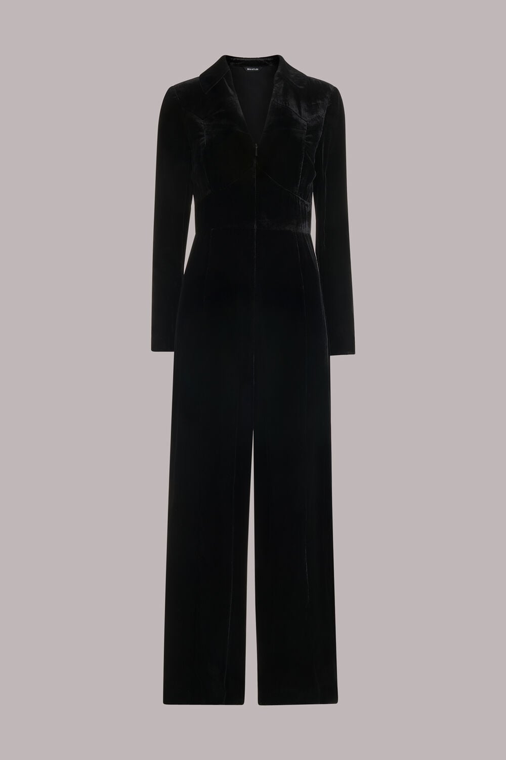 Black Velvet Zip Front Jumpsuit