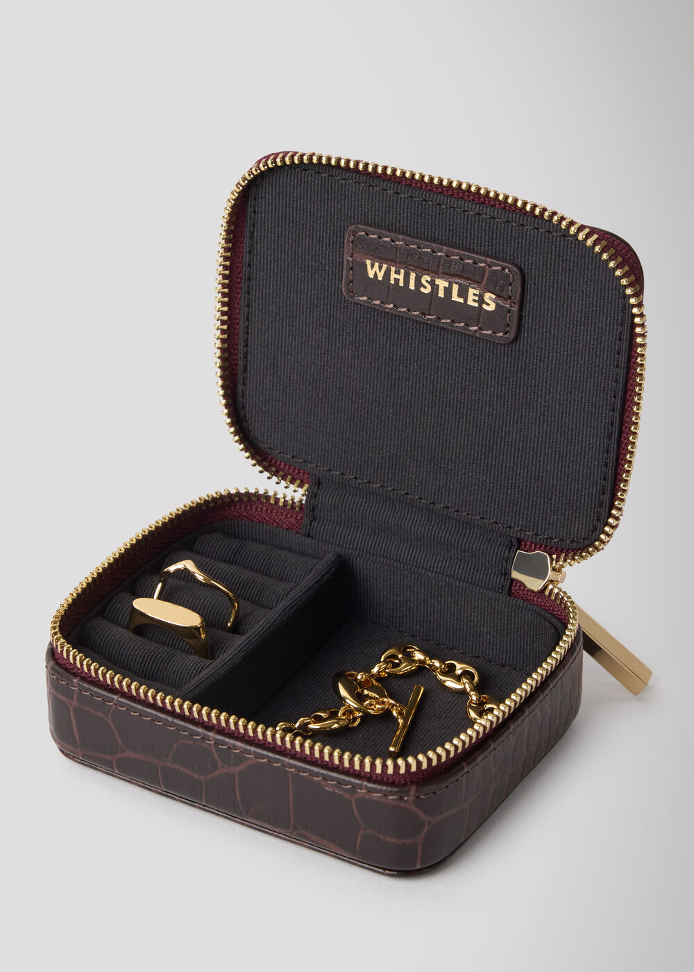 Brown Croc Leather Jewellery Box