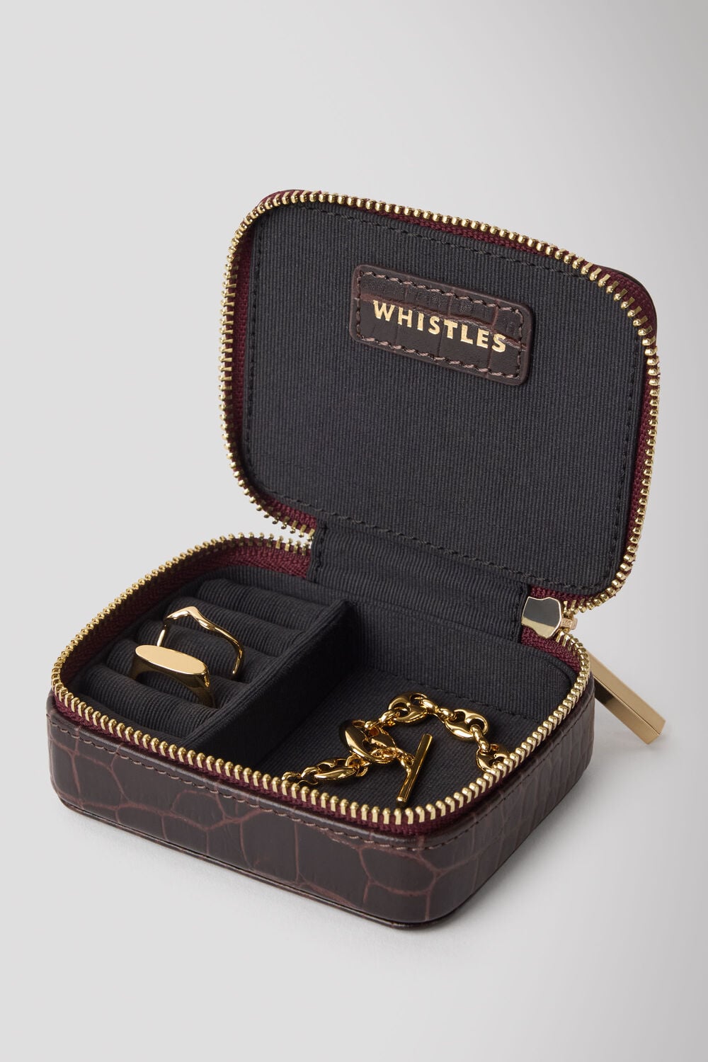 Brown Croc Leather Jewellery Box
