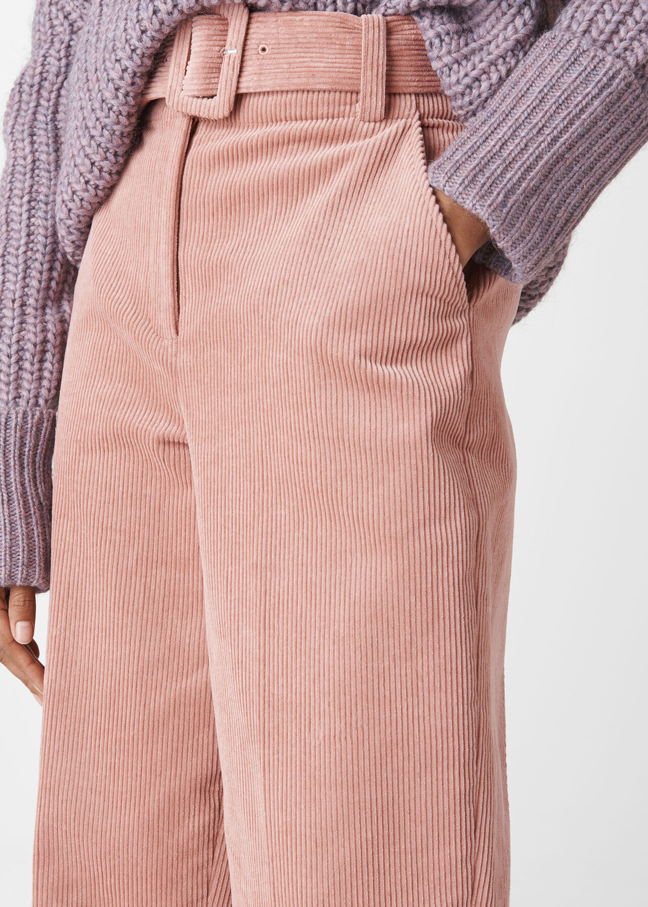 Pink Cord Belted Trouser | WHISTLES