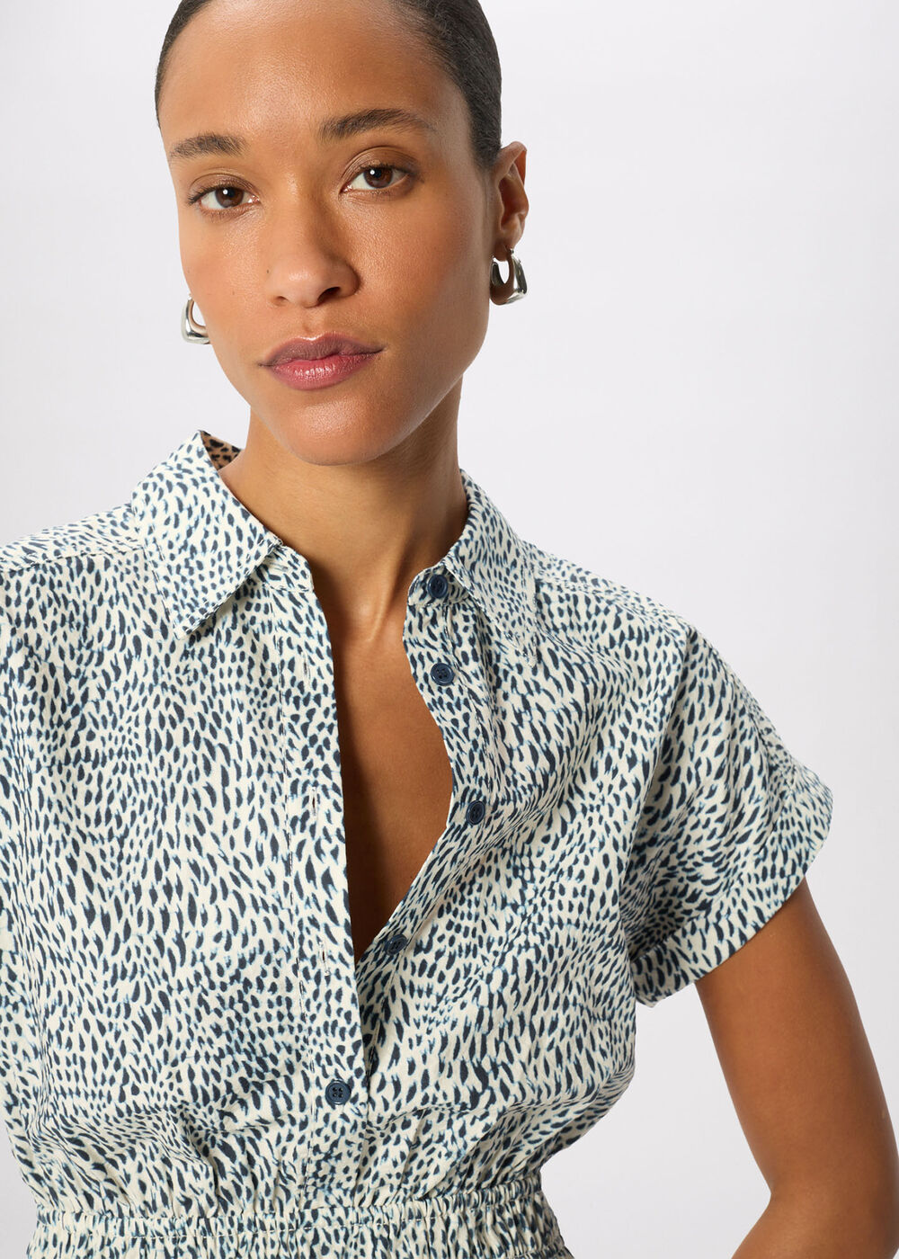 Flecked Animal Collared Dress