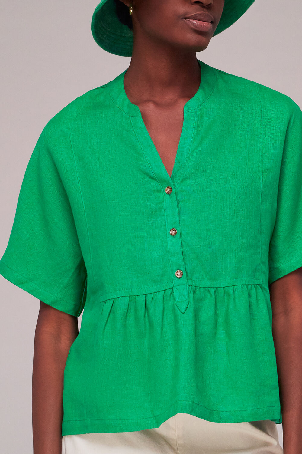 Hannah Linen Peplum Blouse