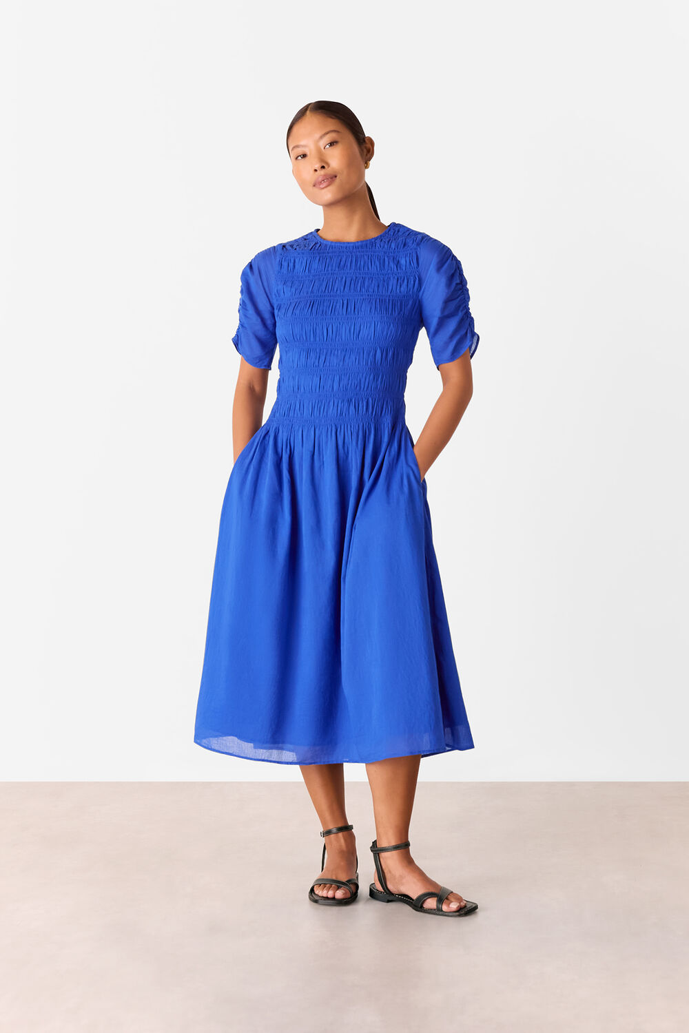 Blue Petite Avery Smocked Dress