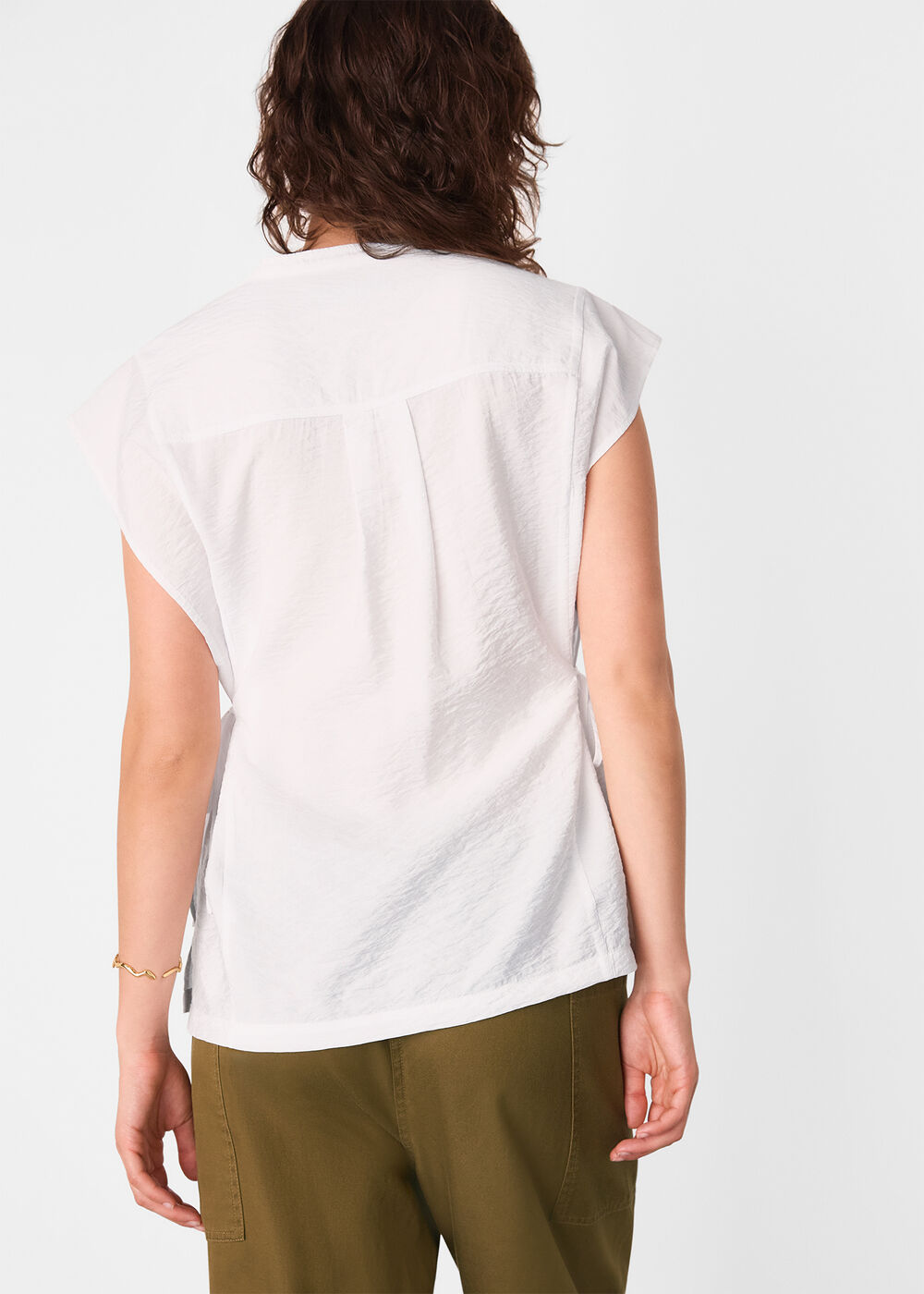 Button Down Tie Side Shirt