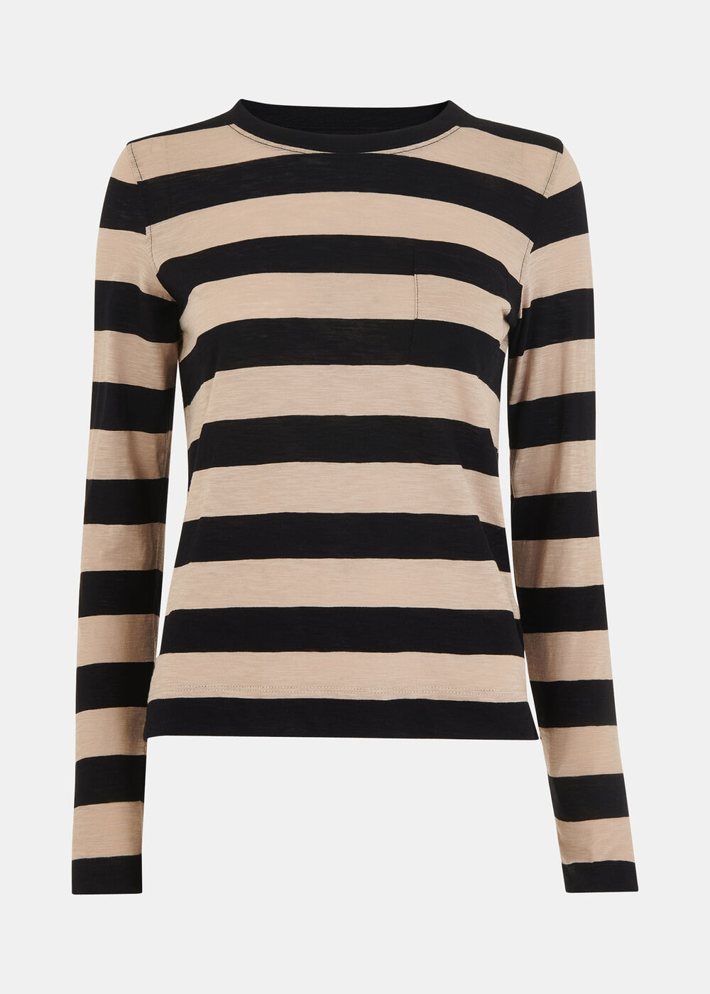 Stripe Crew Neck Pocket Top