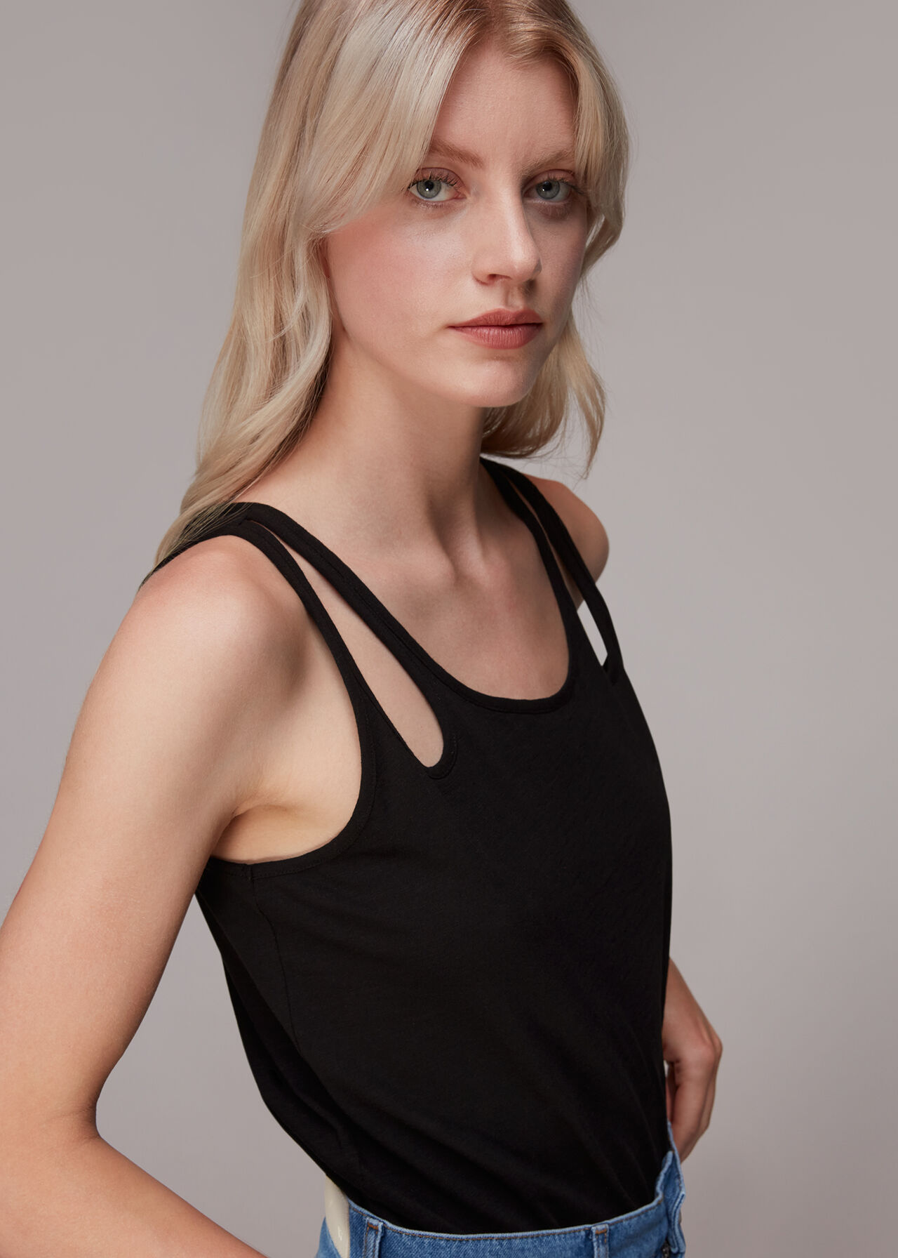 Double Duty Black Ribbed Double Strap Cropped Cami