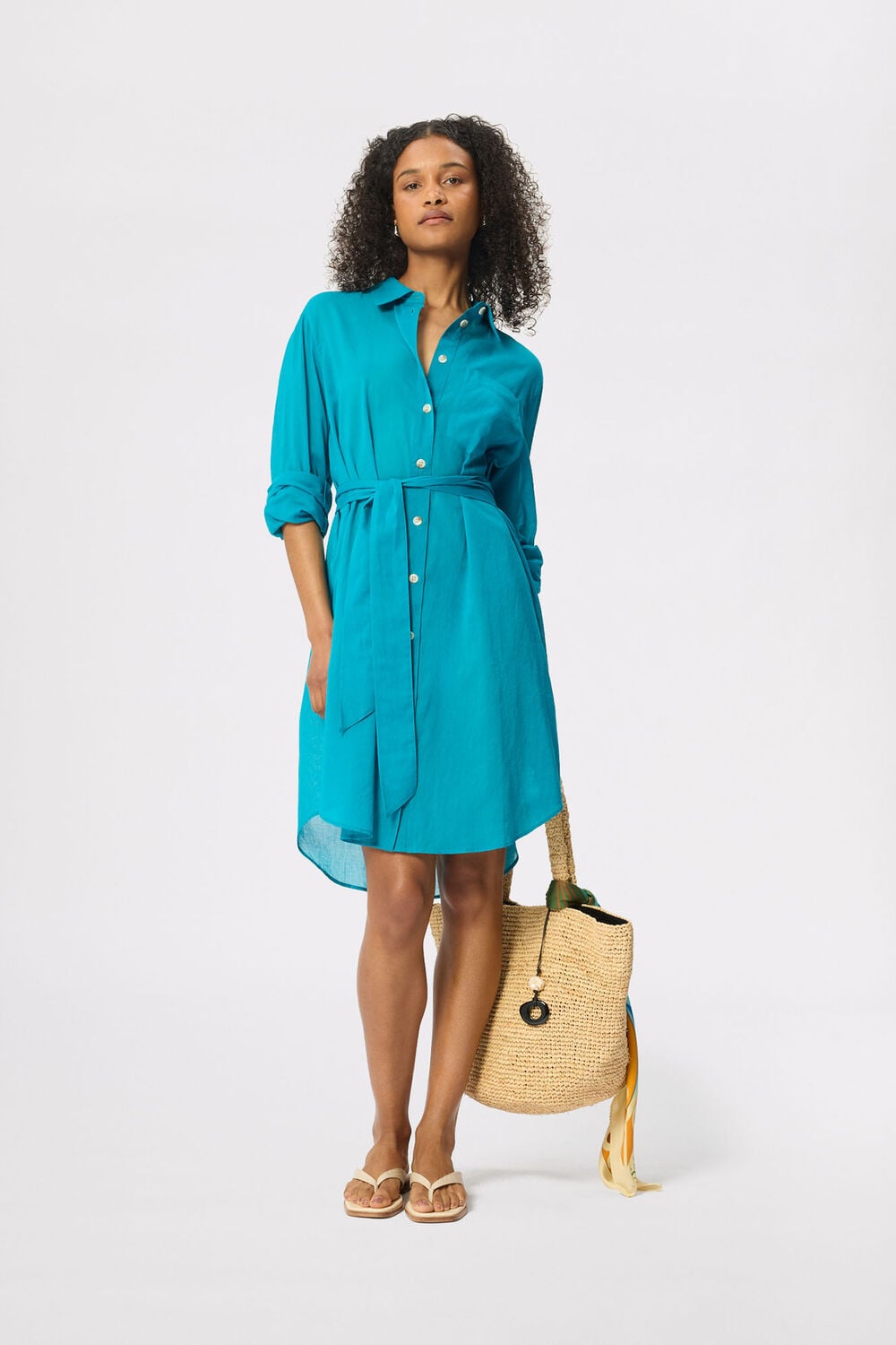 Teal Tie Front Beach Dress