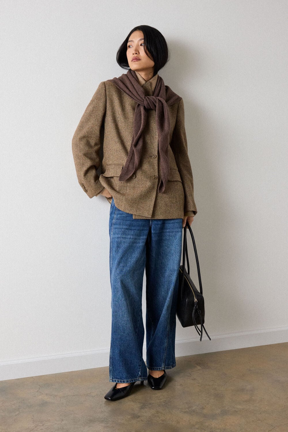 Brown Double Breasted Wool Blazer