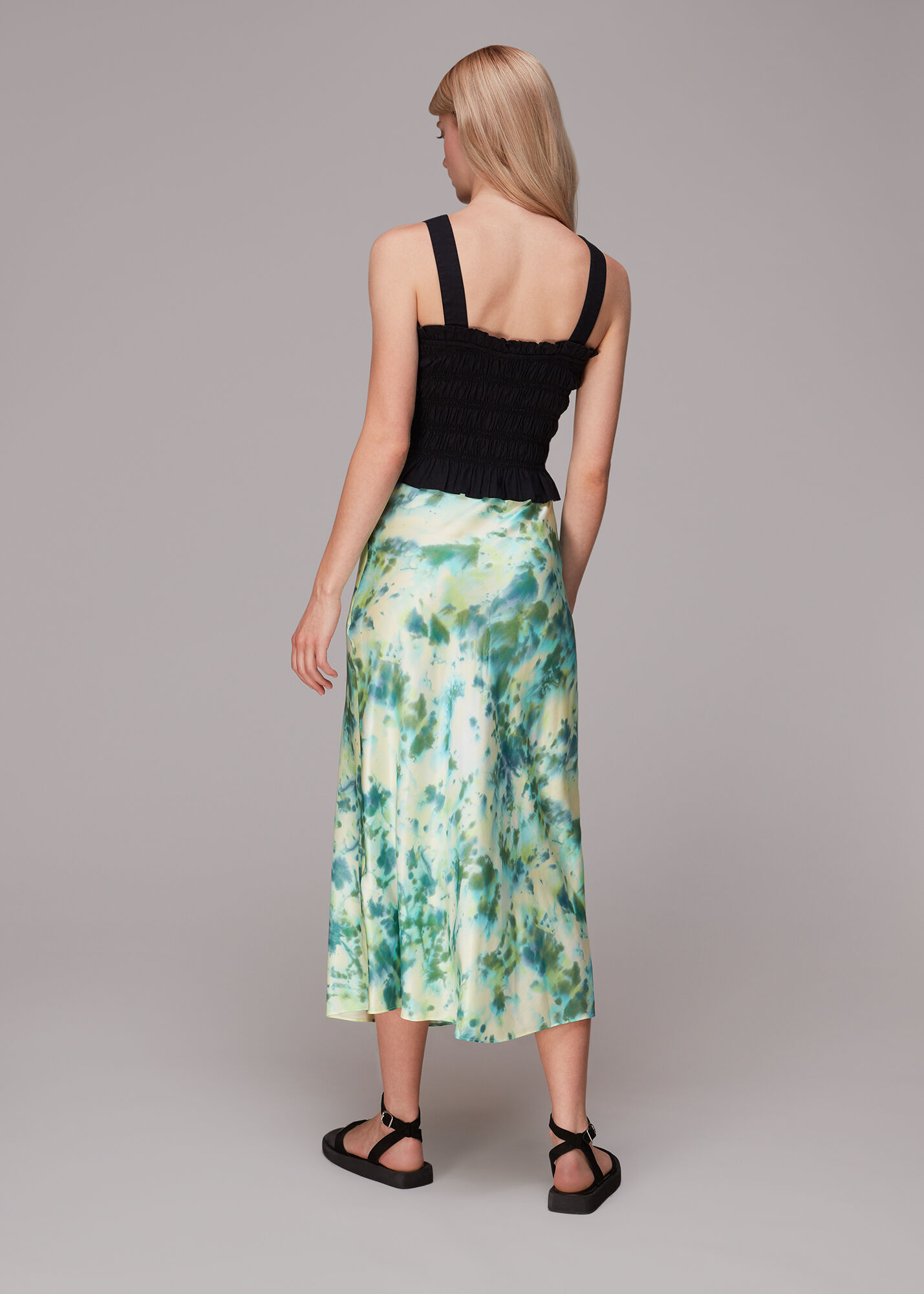Multicolour Waterflower Bias Cut Skirt | WHISTLES |