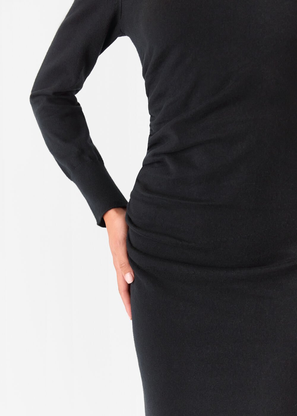 Gathered Side Midi Knit Dress